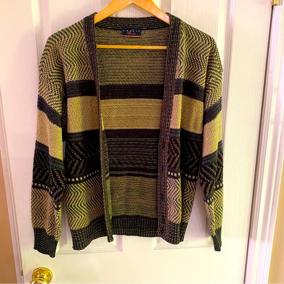 Gordie Howe cardigan small to medium women’s size. Nice green gold black - Picture 1 of 7